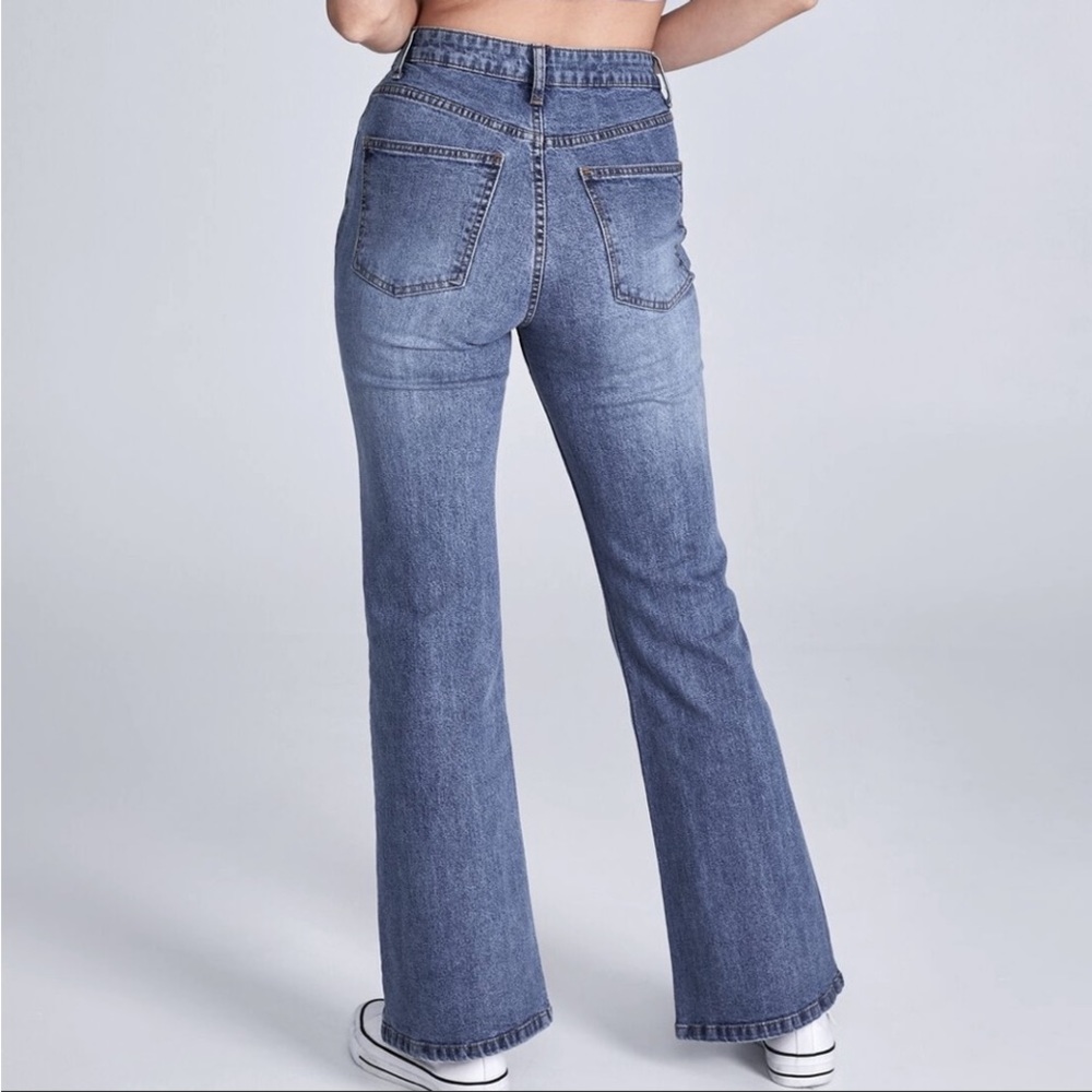 Cotton On Light Blue Wash 100% Cotton Vintage High Waisted Flare BootLeg Size 8 - Picture 5 of 13